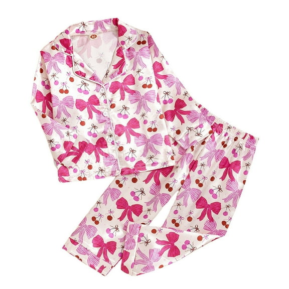 MEZZALL Infant Girls Fashion Pajamas Cute Print Long Sleeve Cardigan Tops Long Pants Outfits Set Breathable, 12-18 Months