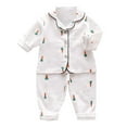 thumbnail image 1 of MEZZALL Kids Baby Boys Girls Dinosaur Animals Floral Button Down Shirt Tops + Long Pants Pajamas Sleepwear Outfits Loungewear Set Lovely, 18-24 Months, 1 of 3