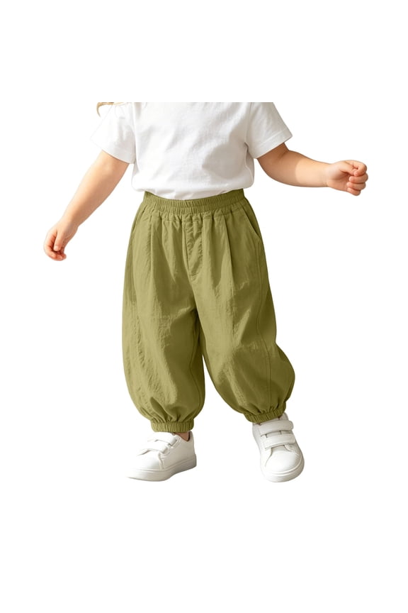 Pants Lightweight Casual Kids Pants For Boys Comfortable Loose Fit Soft Ankle-Tied Soft Breathable Pants For Everyday Play Trendy Solid Color Summer Trousers
