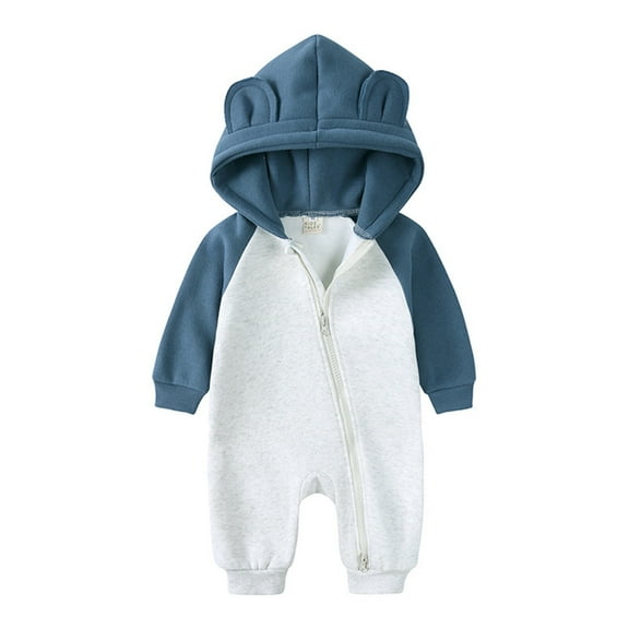 MEZZALL Unisex Baby Boys Girls Long Sleeve Zipper Cartoon Hooded Cartoon Lined Jumpsuits Romper Warm Outfits Clothes Leisure, 9-12 Months