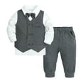 thumbnail image 1 of MEZZALL Baby Boy Clothes Suit Gentleman Wedding Outfits Formal Dress Shirt Bowtie Vest Spaghetti Pants Lovely Dailywear, Grey, 9-12 Months, 1 of 7