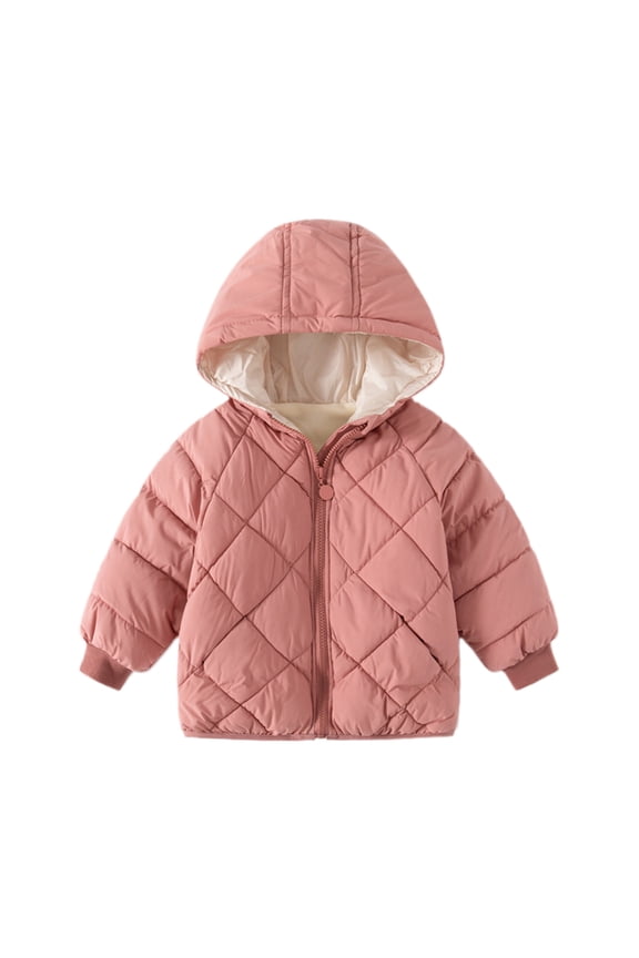 Baby Boys Girls Thick Warm Hooded Coat Winter For Baby Clothes Coat Jacket Outwear Solid Color Classic Dailywear, Pink, 18-24 Months