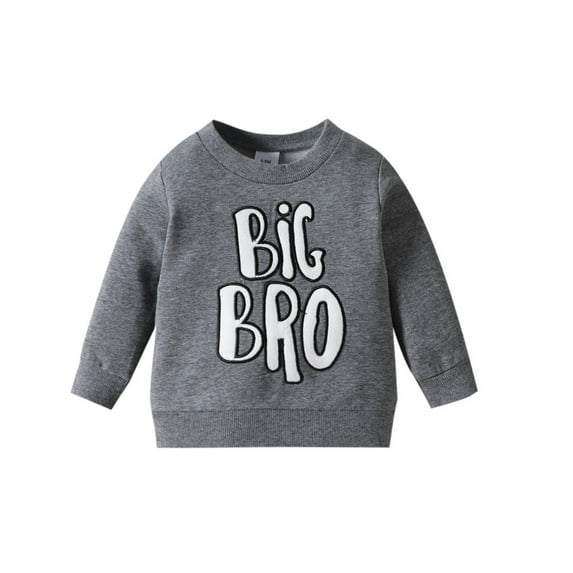 MEZZALL Boys Long Sleeve Letter Embroider T-Shirt Tshirts Pullover Tops Clothes Versatile Dailywear, Grey, 9-12 Months