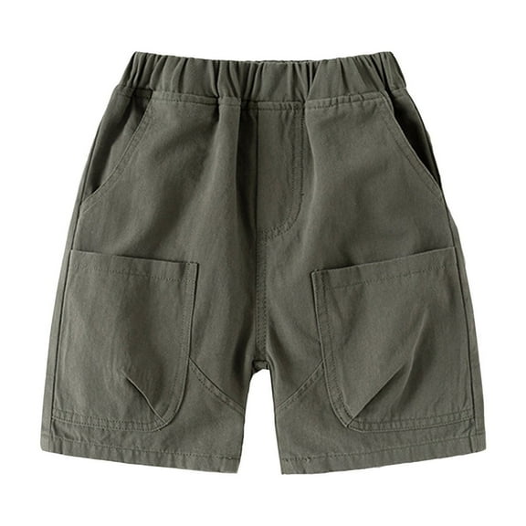 MEZZALL Kids Baby Boys Girls Jogger Shorts Summer Casual Solid Color Shorts Comfort Dailywear, Army Green, 18-24 Months