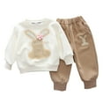 thumbnail image 1 of MEZZALL Warm Outfit Children O-Neck Sweatshirt Pullover Tops Suit Baby Winter 2PCS Outfits Child Long Sleeve Sweatshirt Trousers Sets Comfort Dailywear, Khaki, 18-24 Months, 1 of 3