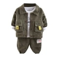 thumbnail image 1 of MEZZALL Warm Outfit Children Outfits Suits Clothes Sets Baby Winter 3PCS Outfits Child Long Sleeve Sweatshirt Trousers Sets Comfort Dailywear, Dark Green, 12-18 Months, 1 of 4