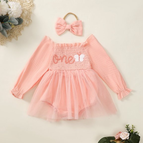 MEZZALL Jumpsuit Baby Girls Long Sleeve Lace Ruffle Bodysuit Tutu Layering Onesie Soft Basic Toddler Dress Up And Daily Wear Versatile O-Neck Spring Child One-Pieces