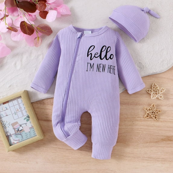 MEZZALL Jumpsuit Winter Baby Boy Bodysuit Long Sleeve Letter Print Onesie With Hat Cozy Romper Toddler Versatile O-Neck Spring Child One-Pieces