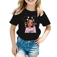 thumbnail image 1 of MEZZALL Kid Girls Cute Graphic T-Shirt Round Neck Short Sleeve Tee Summer Casual Tshirts Tops, Black, 5-6 Years, 1 of 5