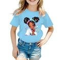 thumbnail image 1 of MEZZALL Kid Girls Cute Graphic T-Shirt Round Neck Short Sleeve Tee Summer Casual Tshirts Tops, Blue, 3-4 Years, 1 of 5