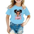 thumbnail image 1 of MEZZALL Kid Girls Cute Graphic T-Shirt Round Neck Short Sleeve Tee Summer Casual Tshirts Tops, Blue, 5-6 Years, 1 of 5
