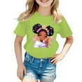 thumbnail image 1 of MEZZALL Kid Girls Cute Graphic T-Shirt Round Neck Short Sleeve Tee Summer Casual Tshirts Tops, Light Green, 7-8 Years, 1 of 5