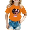 thumbnail image 1 of MEZZALL Kid Girls Cute Graphic T-Shirt Round Neck Short Sleeve Tee Summer Casual Tshirts Tops, Orange, 5-6 Years, 1 of 5