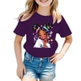 thumbnail image 1 of MEZZALL Kid Girls Cute Graphic T-Shirt Round Neck Short Sleeve Tee Summer Casual Tshirts Tops, Purple, 7-8 Years, 1 of 5