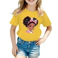 thumbnail image 1 of MEZZALL Kid Girls Cute Graphic T-Shirt Round Neck Short Sleeve Tee Summer Casual Tshirts Tops, Yellow, 7-8 Years, 1 of 5