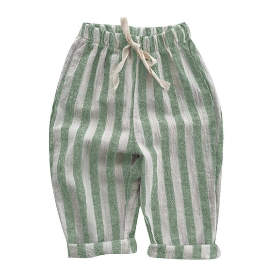 MEZZALL Kids Baby Girl Minimalist Striped Pants Daily Elastic Waist Pants Trousers 4-5 Years Versatile Baby Wear