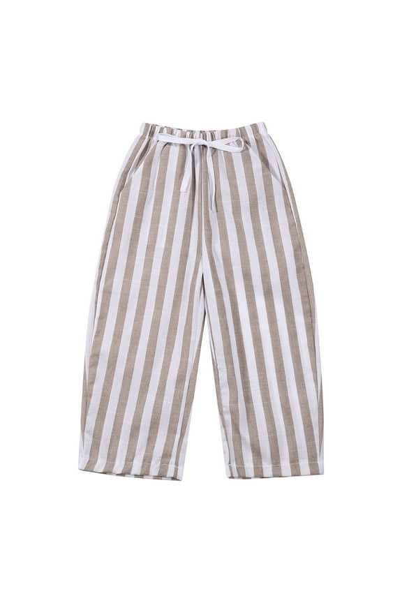 Kids Baby Girl Minimalist Striped Pants Daily Elastic Waist Pants Trousers Breathable Toddler Wear