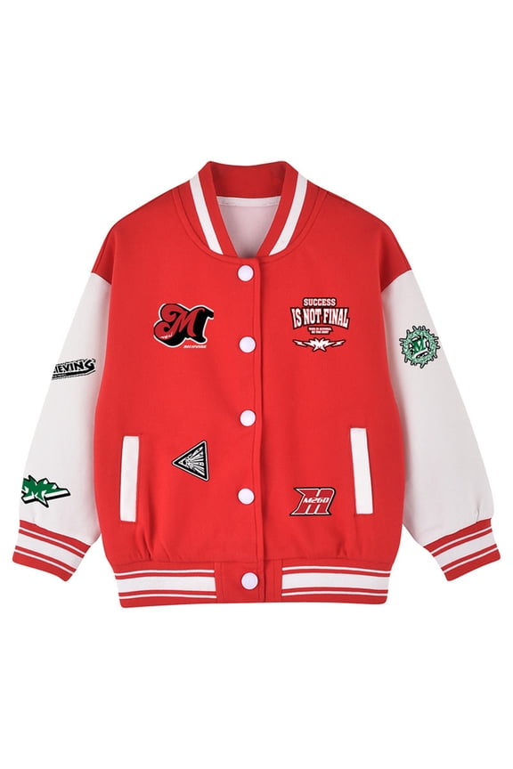 Kids Baseball Jackets Long Sleeve Boys Girls Windbreaker Casual Outerwear Coats Winter Warm Jackets With Pockets For Toddler Children Youth Lovely Cartoon Clothing