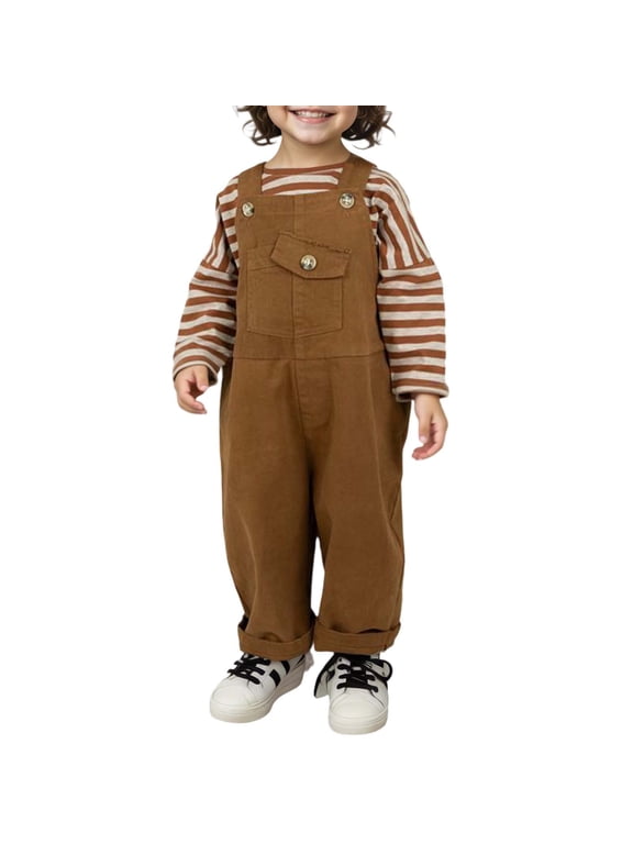 Kids Bib Pants Autumn Clothes Wash Woven Bib Pants Men And Women Baby Pants (3Y 8Y) Boho Toddler Cartoon Clothing