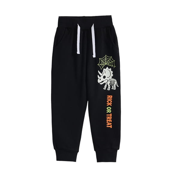 MEZZALL Kids Boys Girls Glow In Dark Print Sweatpants Halloween Casual Trousers Autumn Winter Pants Loose Warm Elastic Waist, 7-8 Years