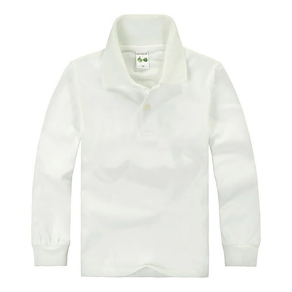 MEZZALL Kids Boys Girls Long Sleeve Solid Color Polo Shirt Button Closure Comfort Soft Fabric Relaxed Fit Toddler Dailywear, Beige, 10-11 Years