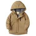 thumbnail image 1 of MEZZALL Kids Boys Girls Winter Thicken Coat Solid Color Hooded Jacket Toddler Windproof Thick Warm Outwear Breathable Dailywear, Khaki, 13-14 Years, 1 of 8
