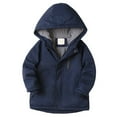 thumbnail image 1 of MEZZALL Kids Boys Girls Winter Thicken Coat Solid Color Hooded Jacket Toddler Windproof Thick Warm Outwear Classic Dailywear, Navy, 5-6 Years, 1 of 4