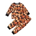 thumbnail image 1 of MEZZALL Kids Boys Halloween O-Neck Pajamas Sets Long Sleeve Tops And Pants Printed Pumpkin Warm Sleepwear Two Piece Night For Fall Winter Trendy Nightwear, 1 of 7