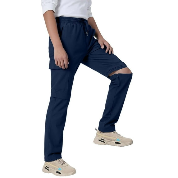 MEZZALL Kids Boys Outdoor Convertible Pants With Detachable Legs Solid Color Long Hiking Camping And All Weather Adventures Trousers Cozy Child Clothes