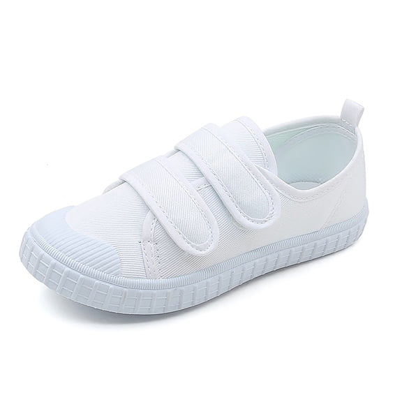 MEZZALL Kids' Breathable Canvas Shoes Lightweight Prewalker & Kindergarten Sneakers For Boys/Girls | Hook & Loop Closure (Sizes 22 41) White Indoor Dance Shoes Lovely Toddler Baby Wear 12-13