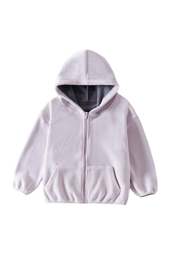 Kids Children Warm Reversible Hoodie Jacket Boys Girls Autumn Winter Long Sleeve Outerwear Solid Color Coats Boho Streetwear