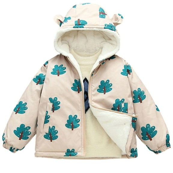 MEZZALL Kids Comfortable Hooded Jacket Boys Girls With Cute Bear Ear Design Plush Zipper Coat Long Sleeve Outerwear Solid Color Coats Winter Relaxed Fit Child Streetwear