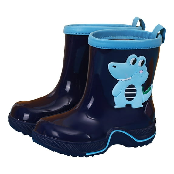 MEZZALL Kids Cute Rain Boots Shoes For Boys Mid Calf Boots With Cartoon Designs Comfortable Non- Sole For Daily Wear School Outdoor Play 2-11 Toddler Footwear Birthday / 6-7 Years