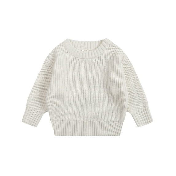 MEZZALL Kids Girl Sweater Clothing Casual Pullover Baby Boys Warm Soft Tops Cute Knitwear, White, 6-12 Months