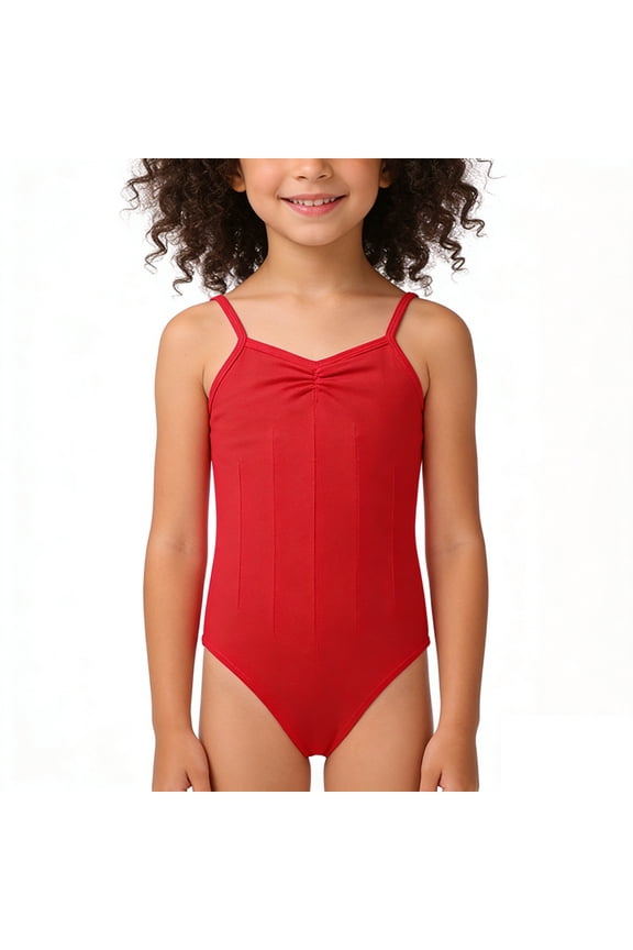 Kids Girls Backless Spaghetti Strap V-Neck Leotard For Sleeveless Ballet Dance Performance Gymnastics Practice And Exam Stretchable Comfort Fit Adorable Jumpsuits