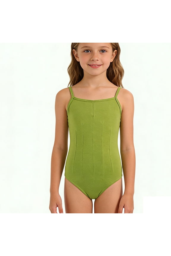 Kids Girls Backless Spaghetti Strap V-Neck Leotard For Sleeveless Ballet Dance Performance Gymnastics Practice And Exam Stretchable Comfort Fit Vacation Jumpsuits