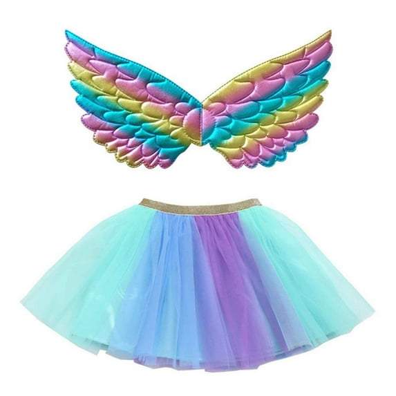 MEZZALL Kids Girls Ballet Skirts Birthday Holiday Party Dance Skirt With Wing Outfits Classic Toddler Wear