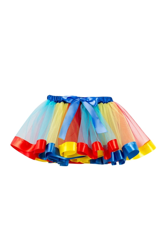 Kids Girls Ballet Skirts Party Rainbow Tulle Dance Skirt Classic Toddler Dailywear, Blue, 5-8 Years