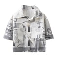 thumbnail image 1 of MEZZALL Kids Girls Boys Letter Print Denim Jacket Classic Coats Jeans Tops Children Casual Outerwear Outfit Cute Toddler Dailywear, Grey, 2-3 Years, 1 of 8