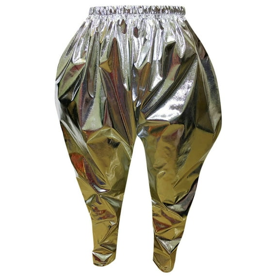 MEZZALL Kids Girls Boys Metallic Harem Dance Pants Loose Fit For Modern Hop Street Dancewear Leisure Toddler Dailywear, Silver, 5-6 Years