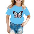 thumbnail image 1 of MEZZALL Kids Girls Cute Graphic Print T-Shirt Round Neck Short Sleeve Tee Summer Casual Tshirts Tops, Blue, 9-10 Years, 1 of 1
