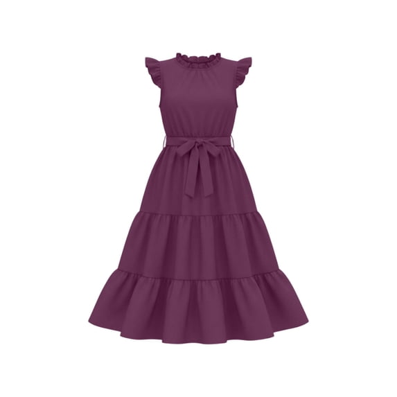 MEZZALL Kids Girls Fly Sleeve Ruffles Dress Dance Party Dresses O-Neck Boho Sundress