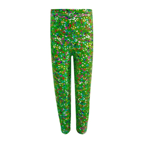 MEZZALL Kids Girls Glitter Leopard Print Leggings With Design Sparkly Dancewear Stretch Pants For Performance Practice And Comfortable Fit Leisure Child Clothes