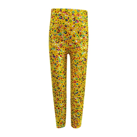 MEZZALL Kids Girls Glitter Leopard Print Leggings With Design Sparkly Dancewear Stretch Pants For Performance Practice And Comfortable Fit Relaxed Fit Child Clothes