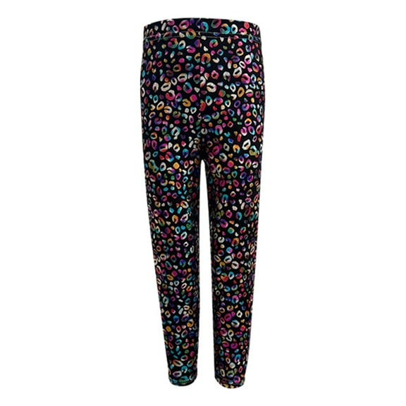 MEZZALL Kids Girls Glitter Leopard Print Leggings With Design Sparkly Dancewear Stretch Pants For Performance Practice And Comfortable Fit Trendy Child Clothes
