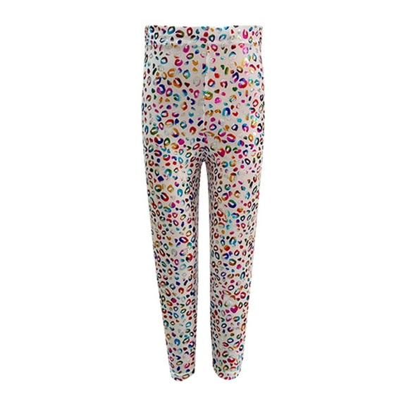 MEZZALL Kids Girls Glitter Leopard Print Leggings With Design Sparkly Dancewear Stretch Pants For Performance Practice And Comfortable Fit Versatile Child Clothes