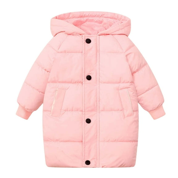 MEZZALL Kids Girls Long Down Coat Warm Winter Jacket With Insulation Cold Weather Outdoor Activities Long Sleeve Outerwear Solid Color Coats Lovely Child Streetwear