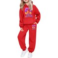 thumbnail image 1 of MEZZALL Kids Girls Long Sleeve Hooded Sweatshirt Tops And Pants Casual Outfit Soft 67 Printed Jogger Tracksuit Daily Cozy Children Fashion Clothes Sets, 1 of 4