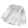thumbnail image 1 of MEZZALL Kids Girls Long Sleeve Party Blouses Kids Solid Color Elegant Ruffled Button Down Shirts School Tops Birthday Streetwear, 1 of 4