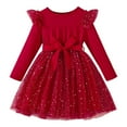 thumbnail image 1 of MEZZALL Kids Girls Long Sleeve Xmas Party Dress With Starry Net Skirt Formal Gown For Celebrations Solid Color Trendy Child Clothes, 1 of 9